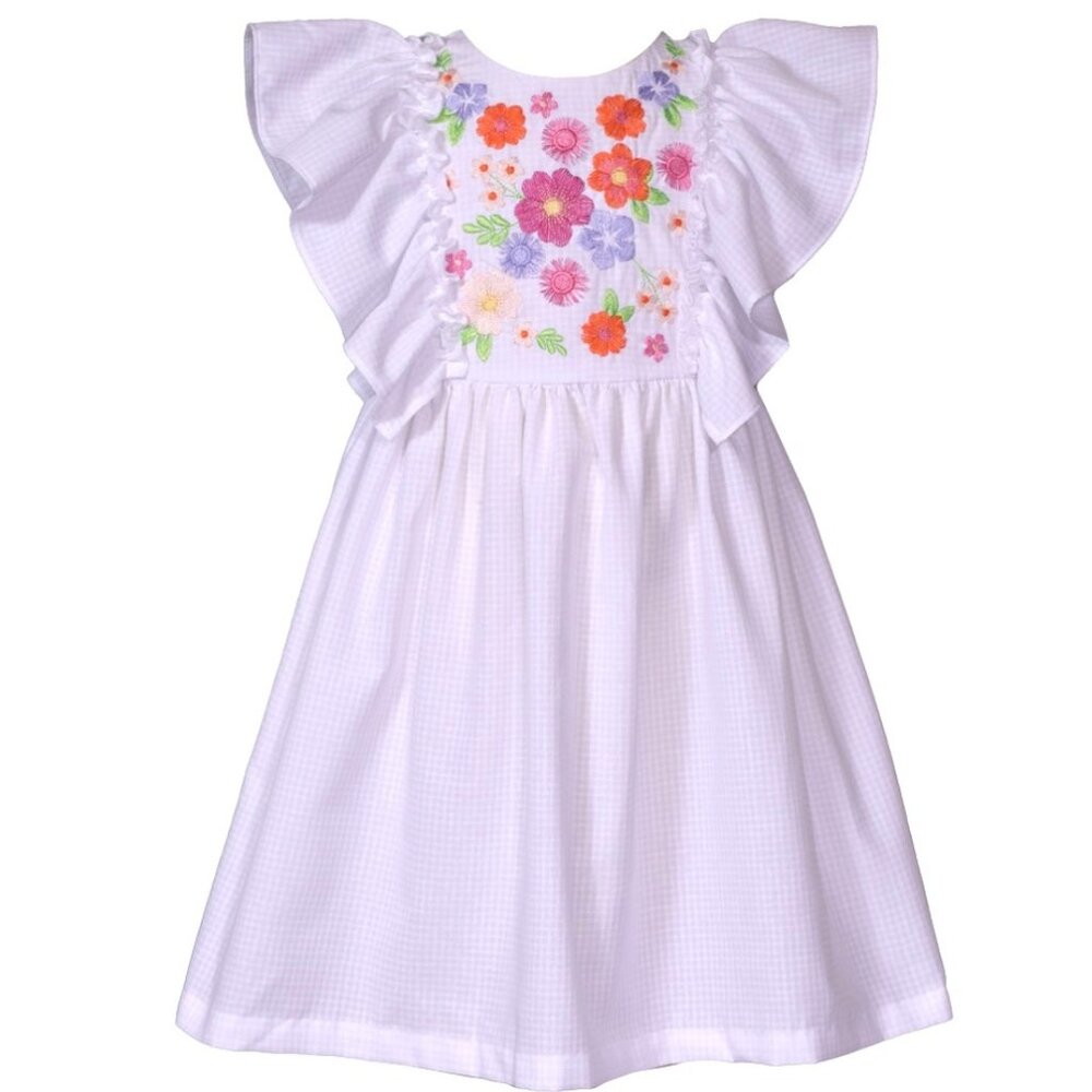 Bonnie Jean Girls Size 12M-6X Embroidered Flower Pinafore Dress